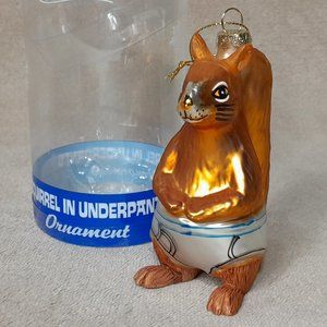 Squirrel In Underpants Glass Christmas Ornament Archie McPhee